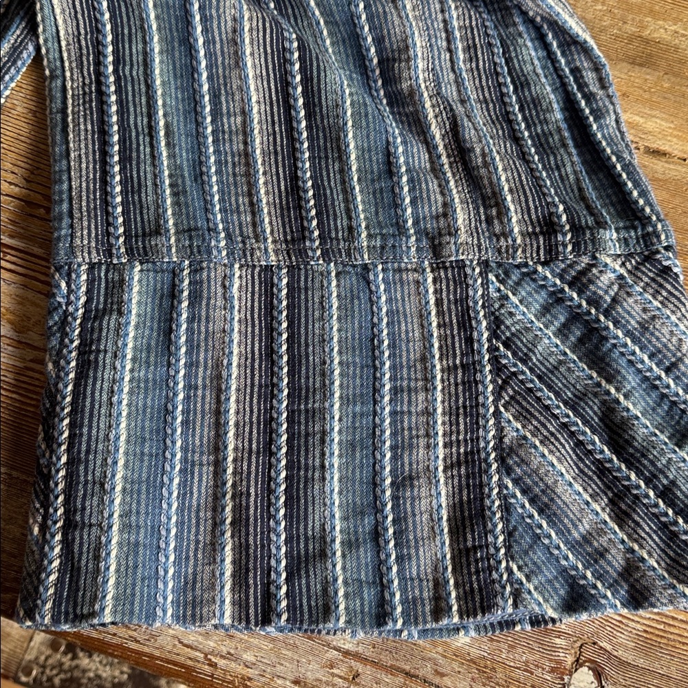 Free People blue striped woven cotton elastic waist wide leg pants size XS - Picture 4 of 9